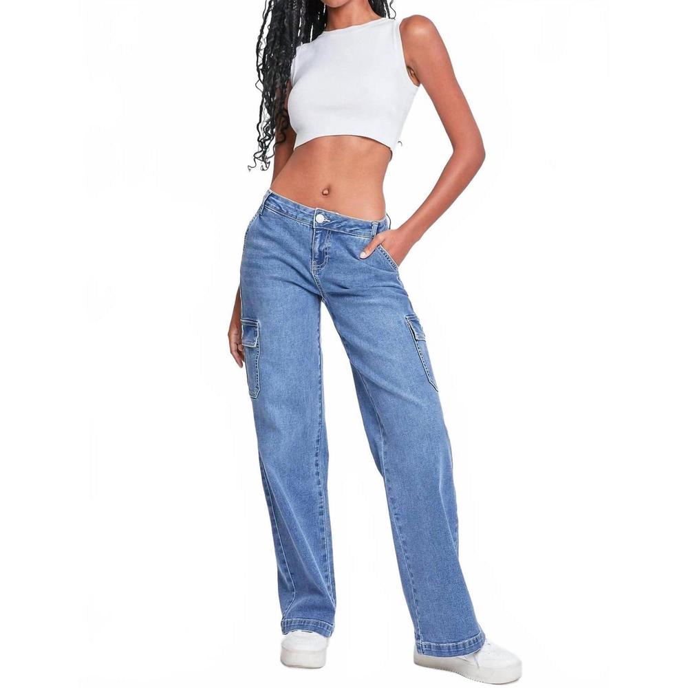 NEW YMI junior low rise straight leg jeans in medium blue - Picture 4 of 6